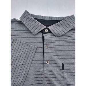 Men's Striped Polo Shirt Gray‎ Button Up Short Sleeve Golf Casual Xl
